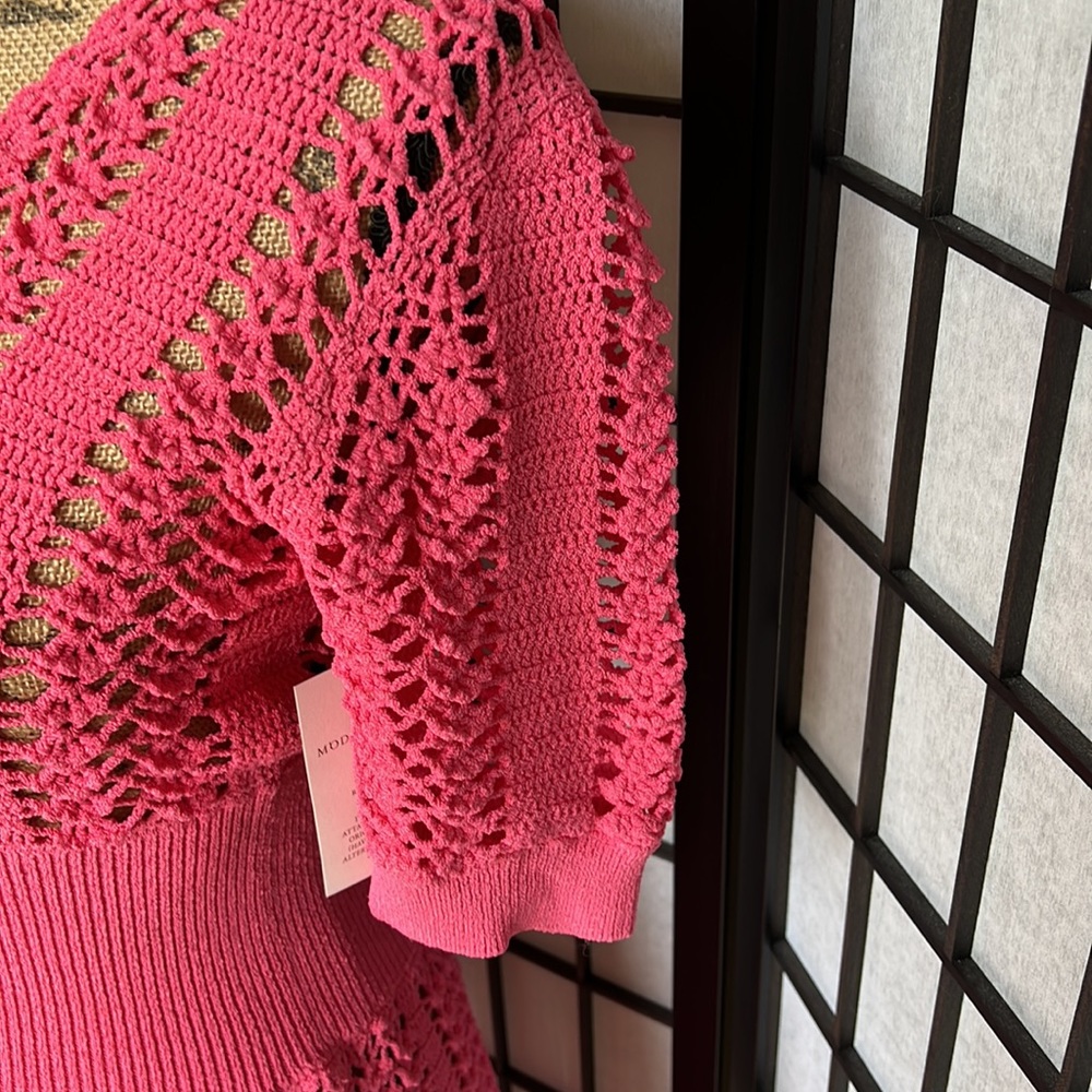 Michael Kors Collection Hot Pink Crochet Midi Dress - Picture 6 of 15